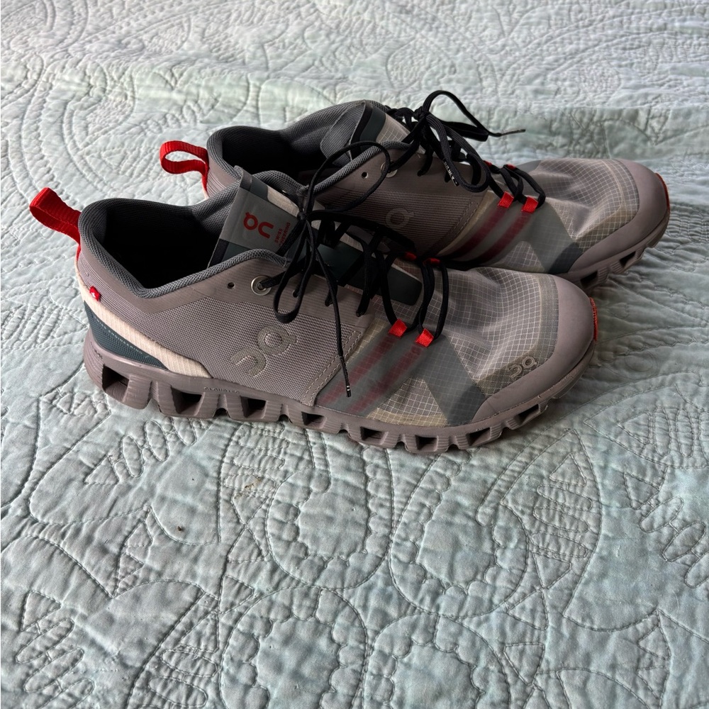 On Running Cloud X Shift Women’s Athletic Shoes in Gray and Orange - Picture 2 of 6